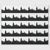 Black White New York Silhouette Cadeaupapier (Vlak)