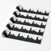 Black White New York Silhouette Cadeaupapier (Uitgerold)