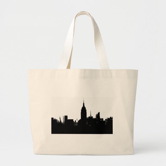 Black White New York Silhouette Grote Tote Bag (Voorkant)