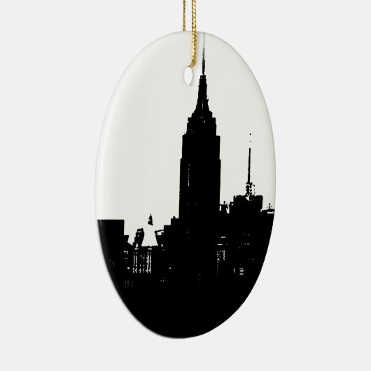 Black White New York Silhouette Keramisch Ornament (Rechts)