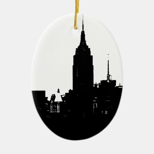 Black White New York Silhouette Keramisch Ornament (Voorkant)