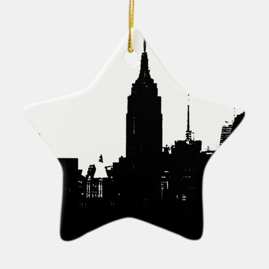 Black White New York Silhouette Keramisch Ornament (Voorkant)