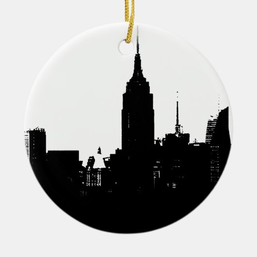 Black White New York Silhouette Keramisch Ornament (Voorkant)