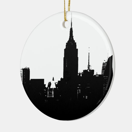 Black White New York Silhouette Keramisch Ornament (Links)