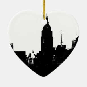 Black White New York Silhouette Keramisch Ornament