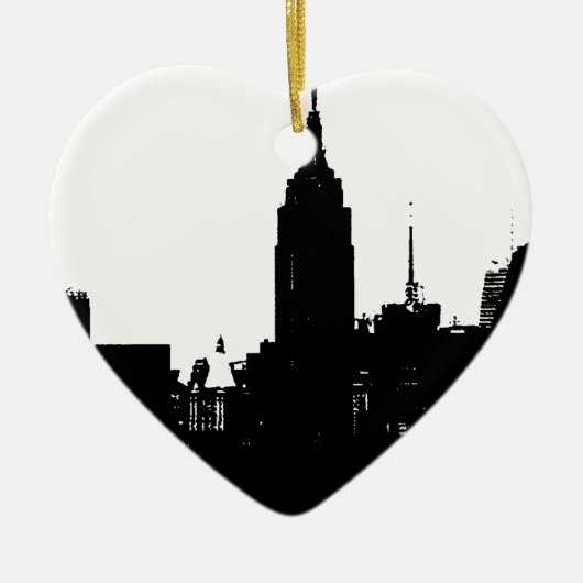 Black White New York Silhouette Keramisch Ornament (Voorkant)