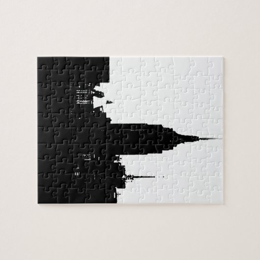 Black White New York Silhouette Legpuzzel (Horizontaal)