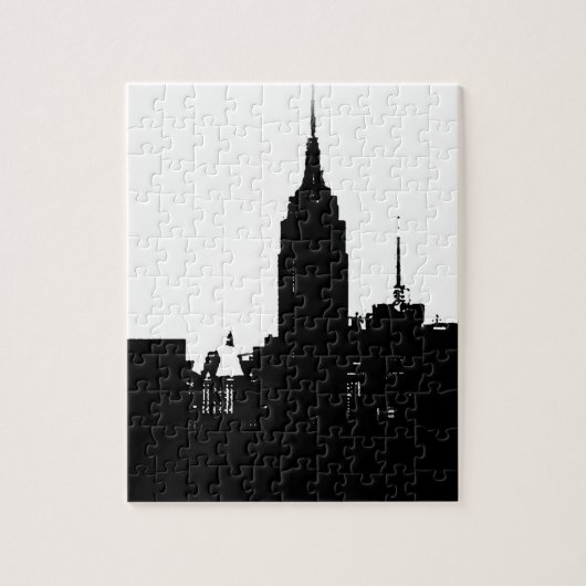 Black White New York Silhouette Legpuzzel (Verticaal)