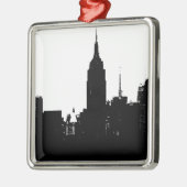 Black White New York Silhouette Metalen Ornament (Links)