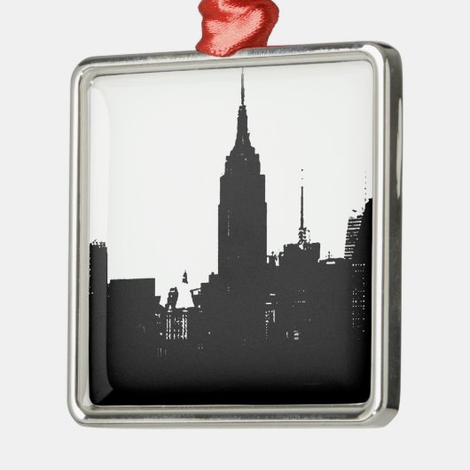 Black White New York Silhouette Metalen Ornament (Links)