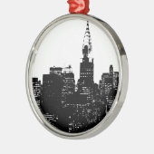Black & White New York Silhouette Metalen Ornament (Links)