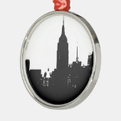 Black White New York Silhouette Metalen Ornament (Links)