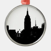 Black White New York Silhouette Metalen Ornament (Voorkant)