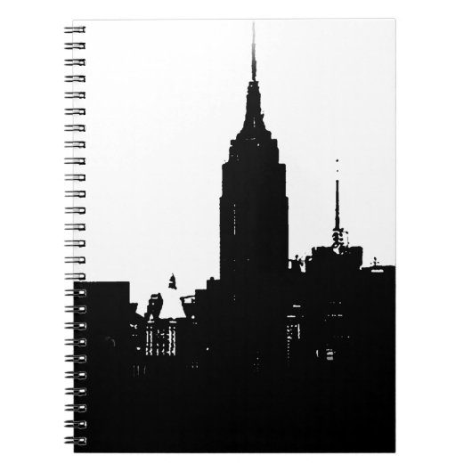 Black White New York Silhouette Notitieboek (Voorkant)