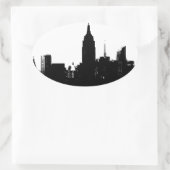 Black White New York Silhouette Ovale Sticker (Tas)