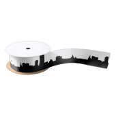 Black & White New York Silhouette Pop Art Satijnen Lint (Spoel)