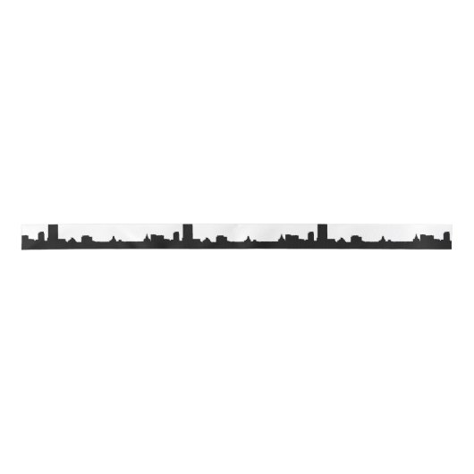 Black & White New York Silhouette Pop Art Satijnen Lint (Voorkant)
