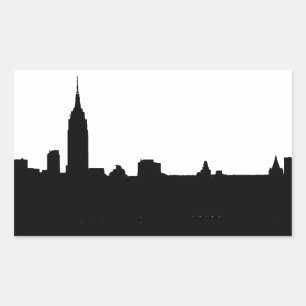 Black & White New York Silhouette Rechthoekige Sticker