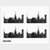 Black & White New York Silhouette Rechthoekige Sticker (Vel)