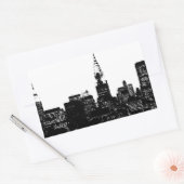 Black & White New York Silhouette Rechthoekige Sticker (Envelop)