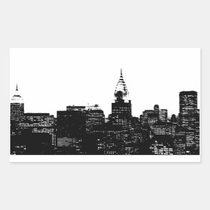 Black & White New York Silhouette Rechthoekige Sticker