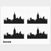 Black White New York Silhouette Rechthoekige Sticker (Vel)