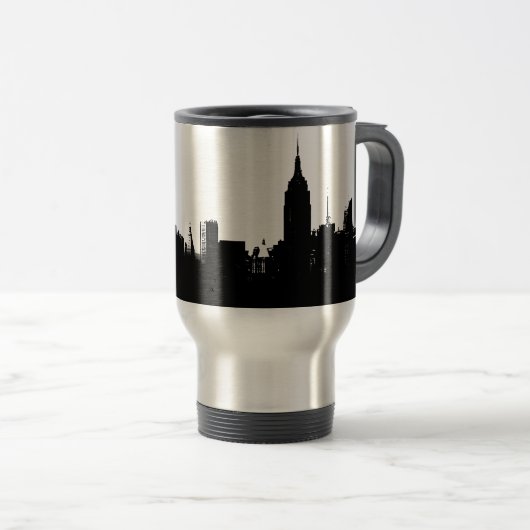 Black White New York Silhouette Reisbeker (Voorkant rechts)