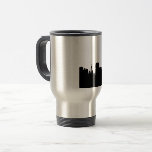 Black White New York Silhouette Reisbeker (Voorkant links)