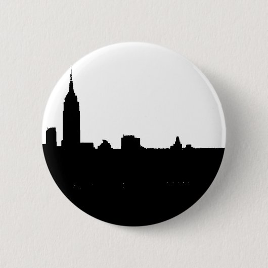 Black & White New York Silhouette Ronde Button 5,7 Cm (Voorkant)