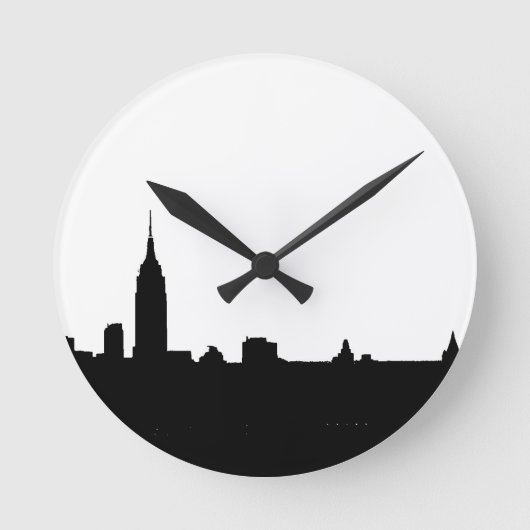 Black & White New York Silhouette Ronde Klok (Voorkant)