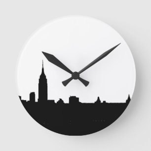 Black & White New York Silhouette Ronde Klok