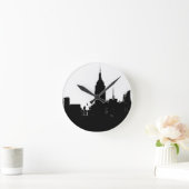 Black White New York Silhouette Ronde Klok (Huis)