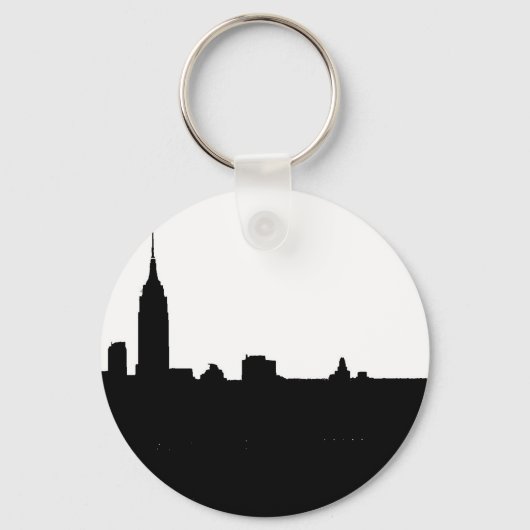 Black & White New York Silhouette Sleutelhanger (Voorkant)