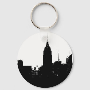 Black White New York Silhouette Sleutelhanger