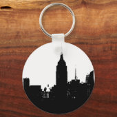 Black White New York Silhouette Sleutelhanger (Voorkant)