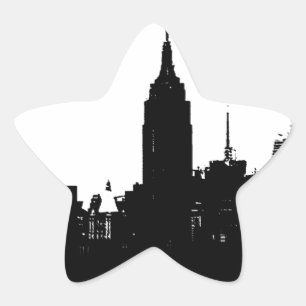 Black White New York Silhouette Ster Sticker