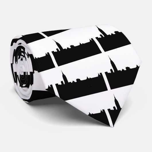 Black & White New York Silhouette Stropdas (Opgerold)