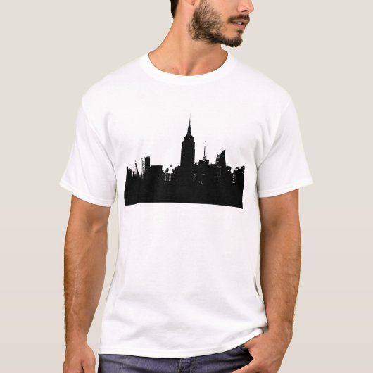 Black White New York Silhouette T-shirt (Voorkant)