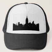 Black White New York Silhouette Trucker Pet (Voorkant)