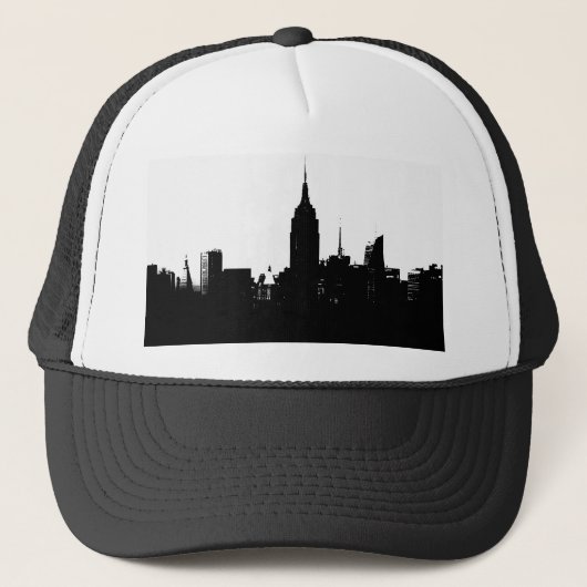 Black White New York Silhouette Trucker Pet (Voorkant)