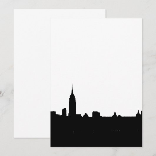 Black & White New York Silhouette Uitnodiging (Voorkant / Achterkant)