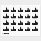 Black White New York Silhouette Vierkante Sticker (Vel)