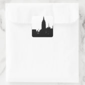 Black White New York Silhouette Vierkante Sticker (Tas)