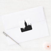 Black White New York Silhouette Vierkante Sticker (Envelop)