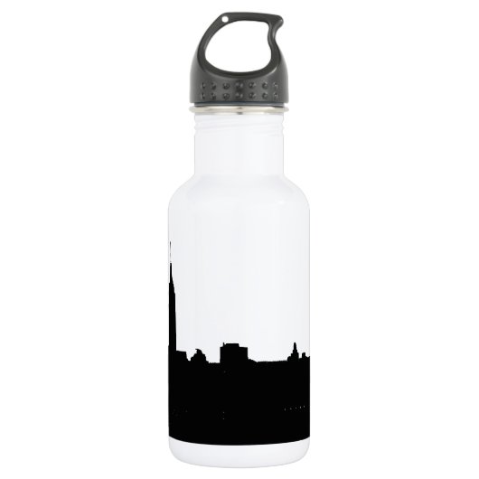 Black & White New York Silhouette Waterfles (Voorkant)