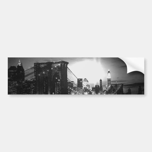 Black & White New York Skyline Bumpersticker (Voorkant)