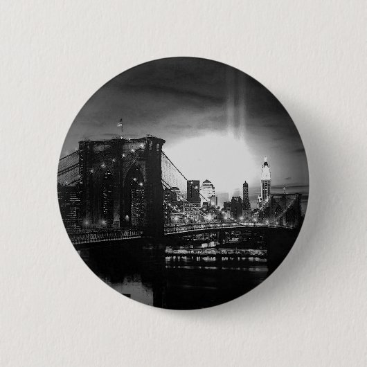 Black & White New York Skyline Ronde Button 5,7 Cm (Voorkant)