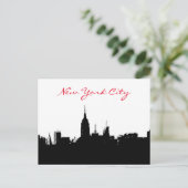 Black White New York Skyline Silhouette Briefkaart (Staand voorkant)