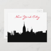 Black White New York Skyline Silhouette Briefkaart (Voorkant / Achterkant)