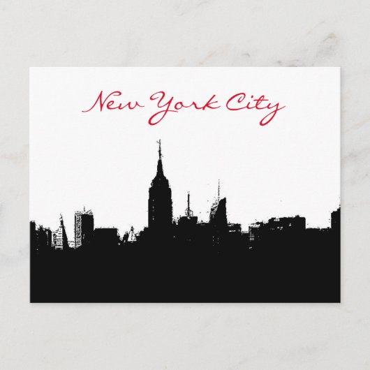 Black White New York Skyline Silhouette Briefkaart (Voorkant)